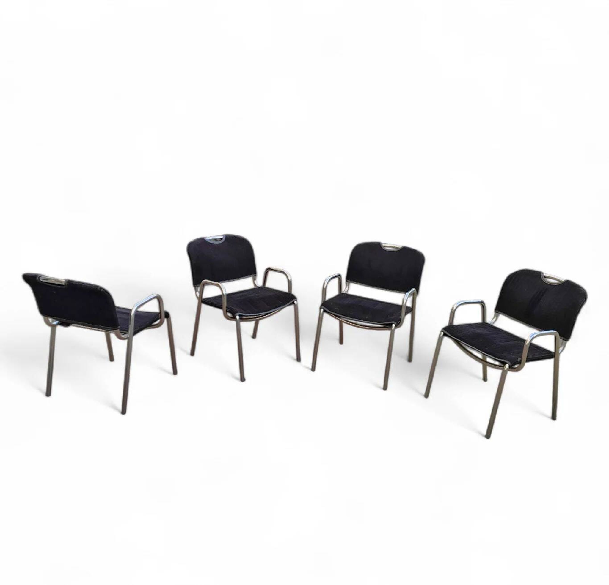4 x black upholstery Castiglietta dining chairs by Castiglioni for Zanotta / Italy 1960s