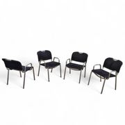 4 x black upholstery Castiglietta dining chairs by Castiglioni for Zanotta / Italy 1960s