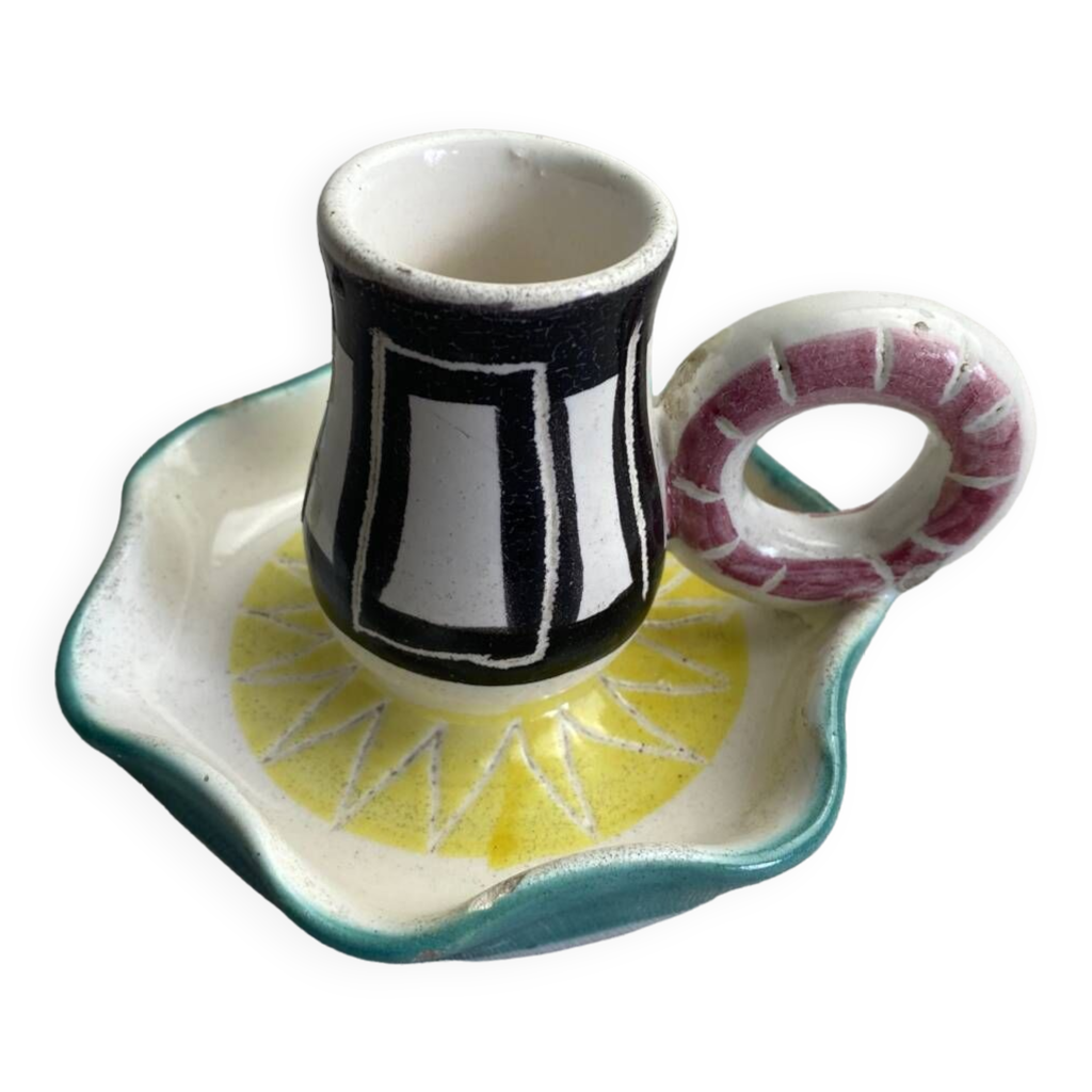 Pied de lampe bougeoir en céramique bleue SAFI, Maroc 1960 (Gebraucht