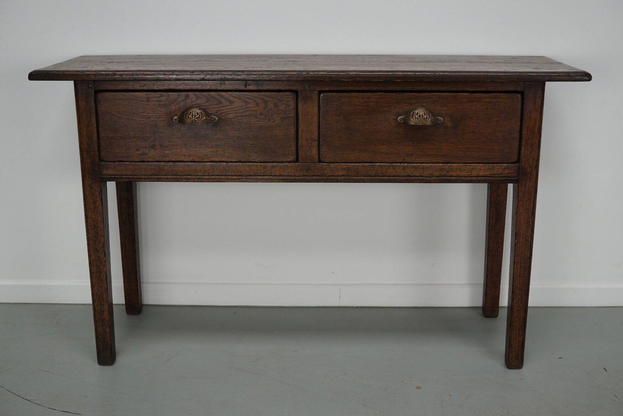 Vintage French rustic farmhouse oak side table, 1950s