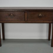 Vintage French rustic farmhouse oak side table, 1950s