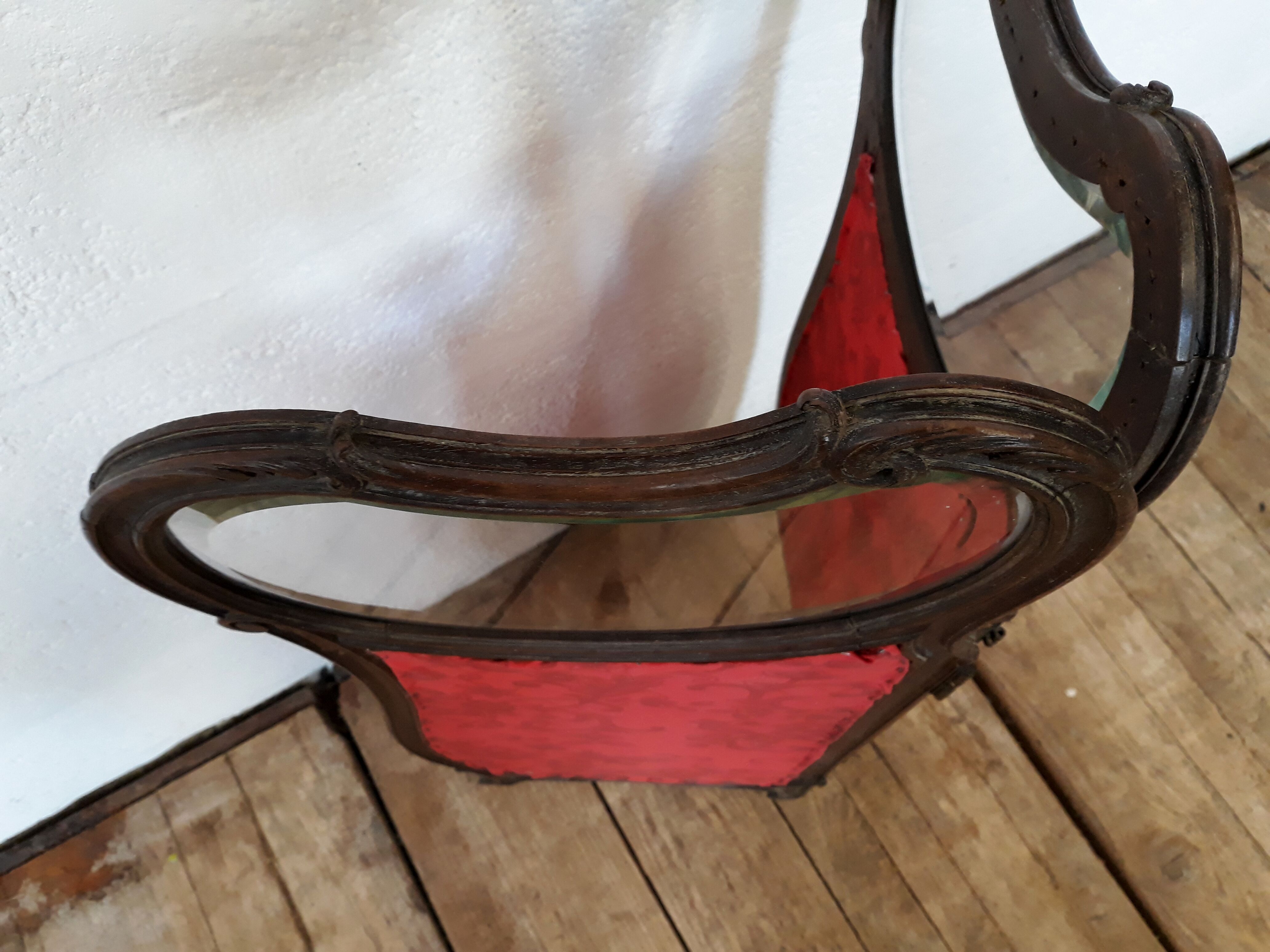 Screen carved wood glass beveled