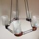Lustre en chrome et teck à 5 feux style scandinave