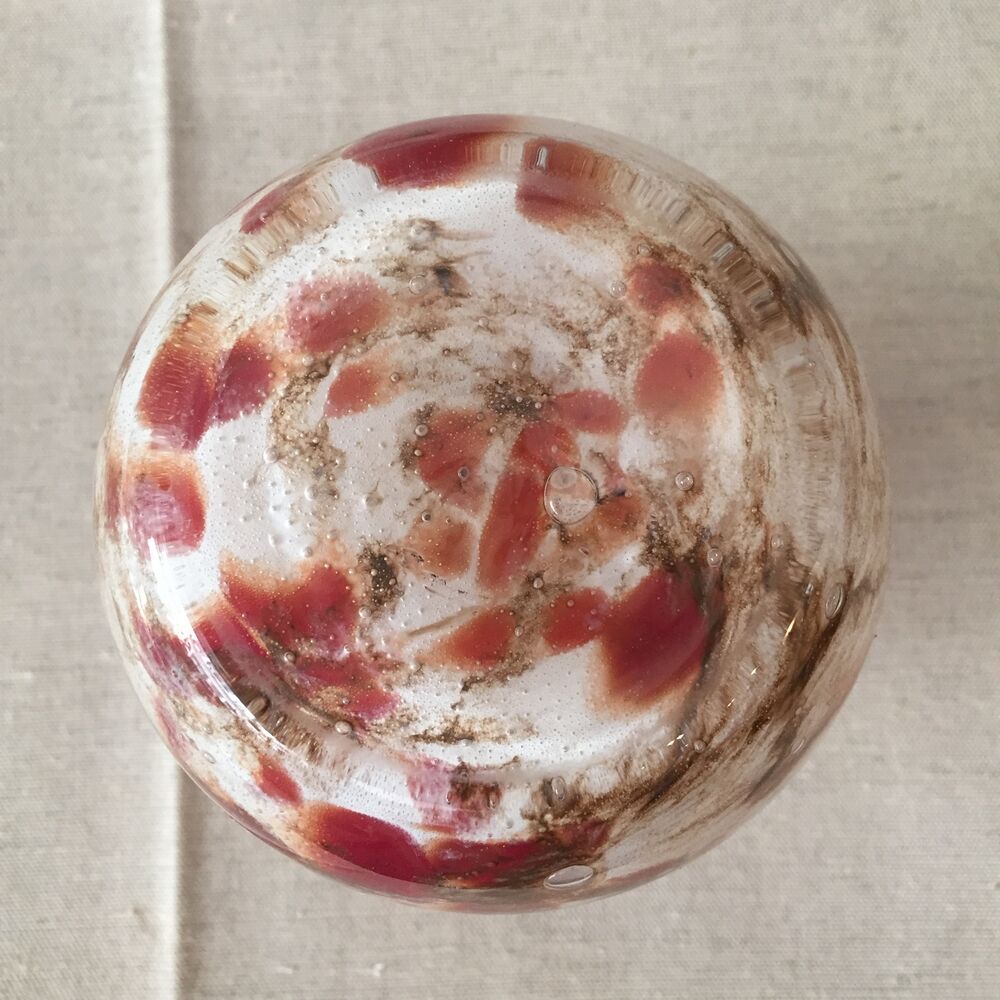 Vase made of glass paste of red beige and brown color