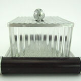 Glass cookie box and mirror tray - Art Deco style - vintage 30s