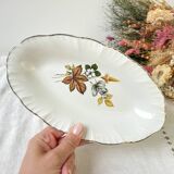 Ravier porcelaine digoin chamoi motif fleuri