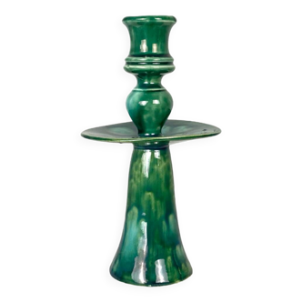 Emerald green artisan ceramic candle holder