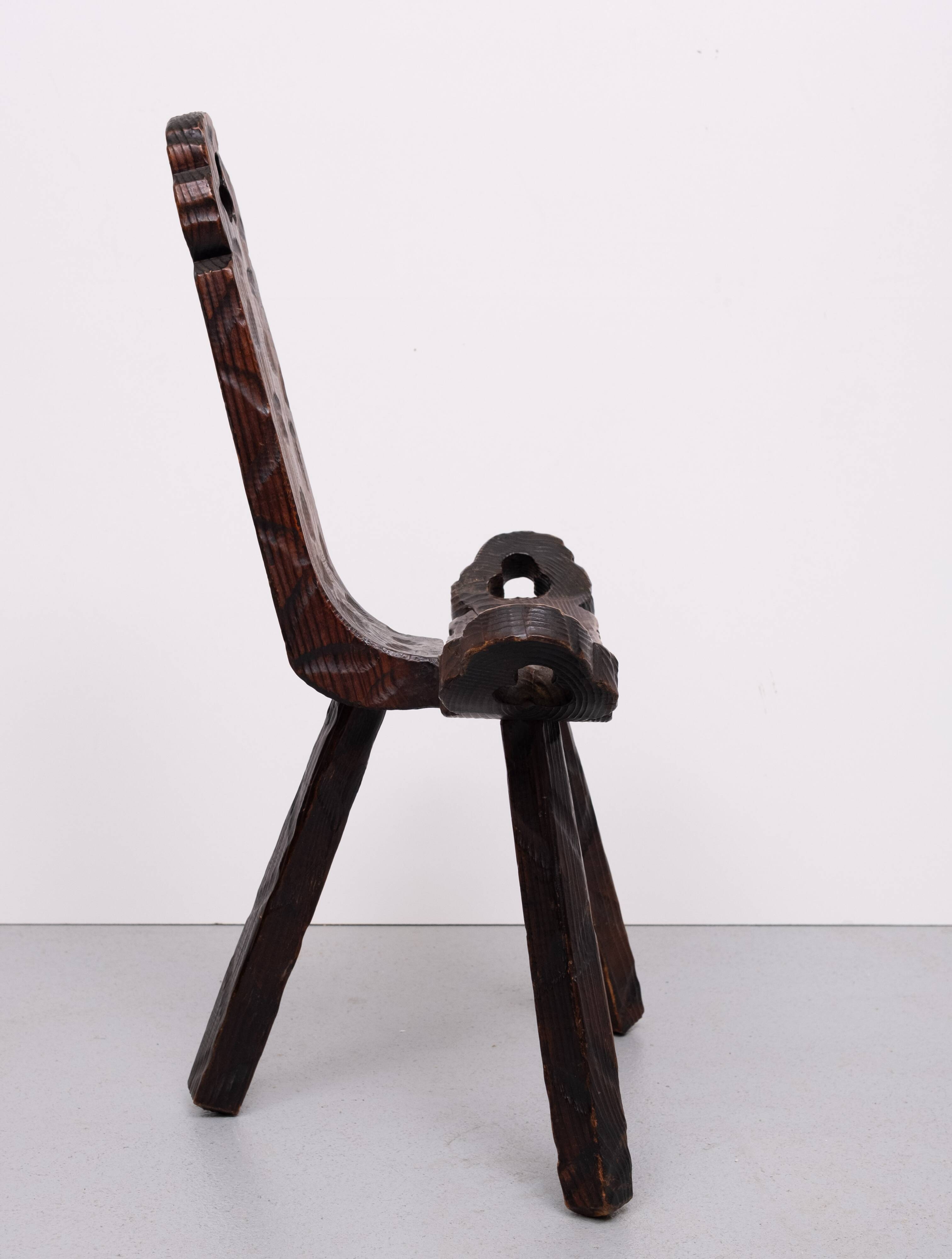 Brutalist tripod Spanish stool 1950s