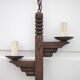 Wooden pendant light, vintage pendant light, 2-light wooden hanging lamp, Gothic