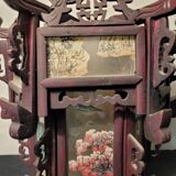 Carved wooden lantern and painted glass - China, Late 19th century