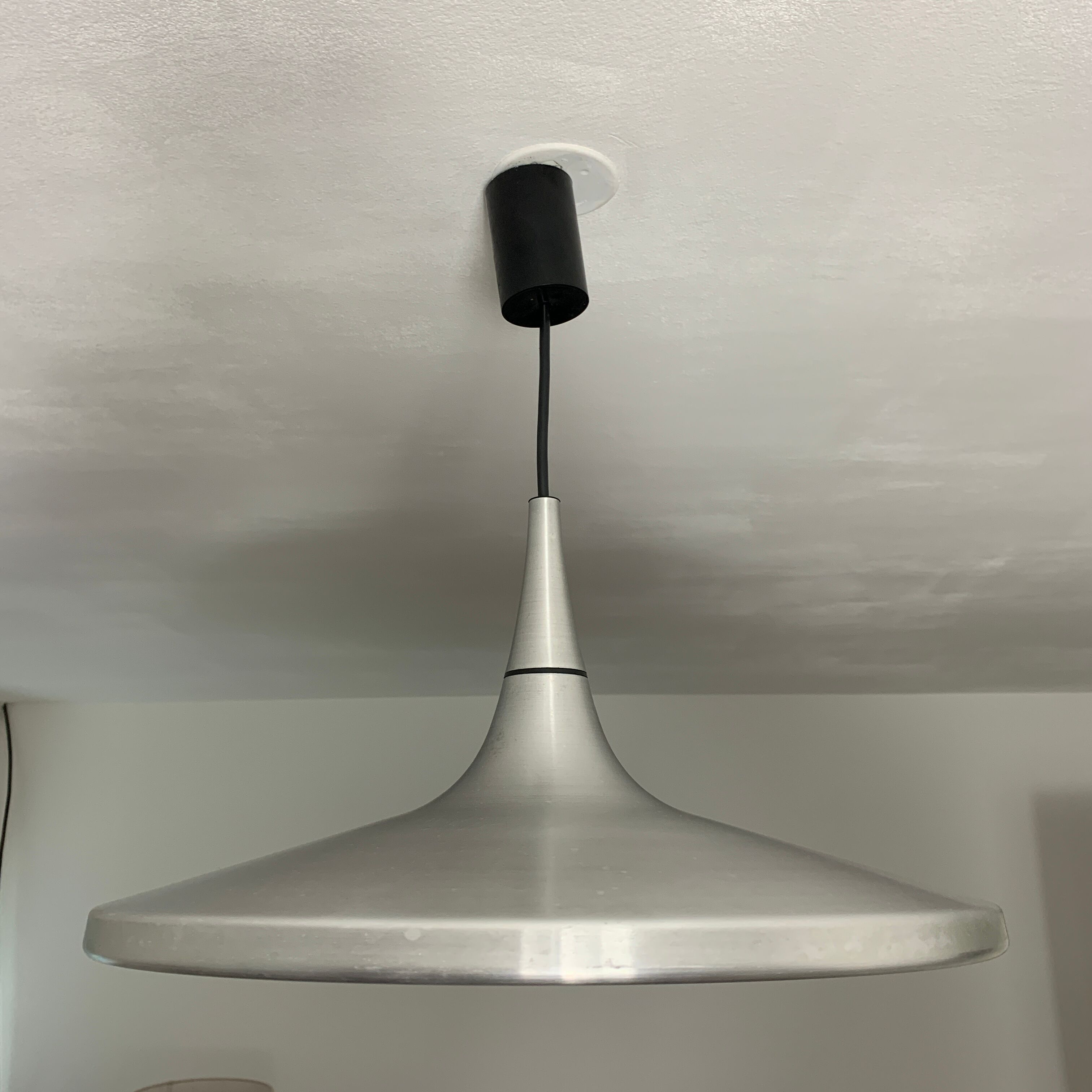 Erco vintage aluminum brushed scandinavian space age style suspension