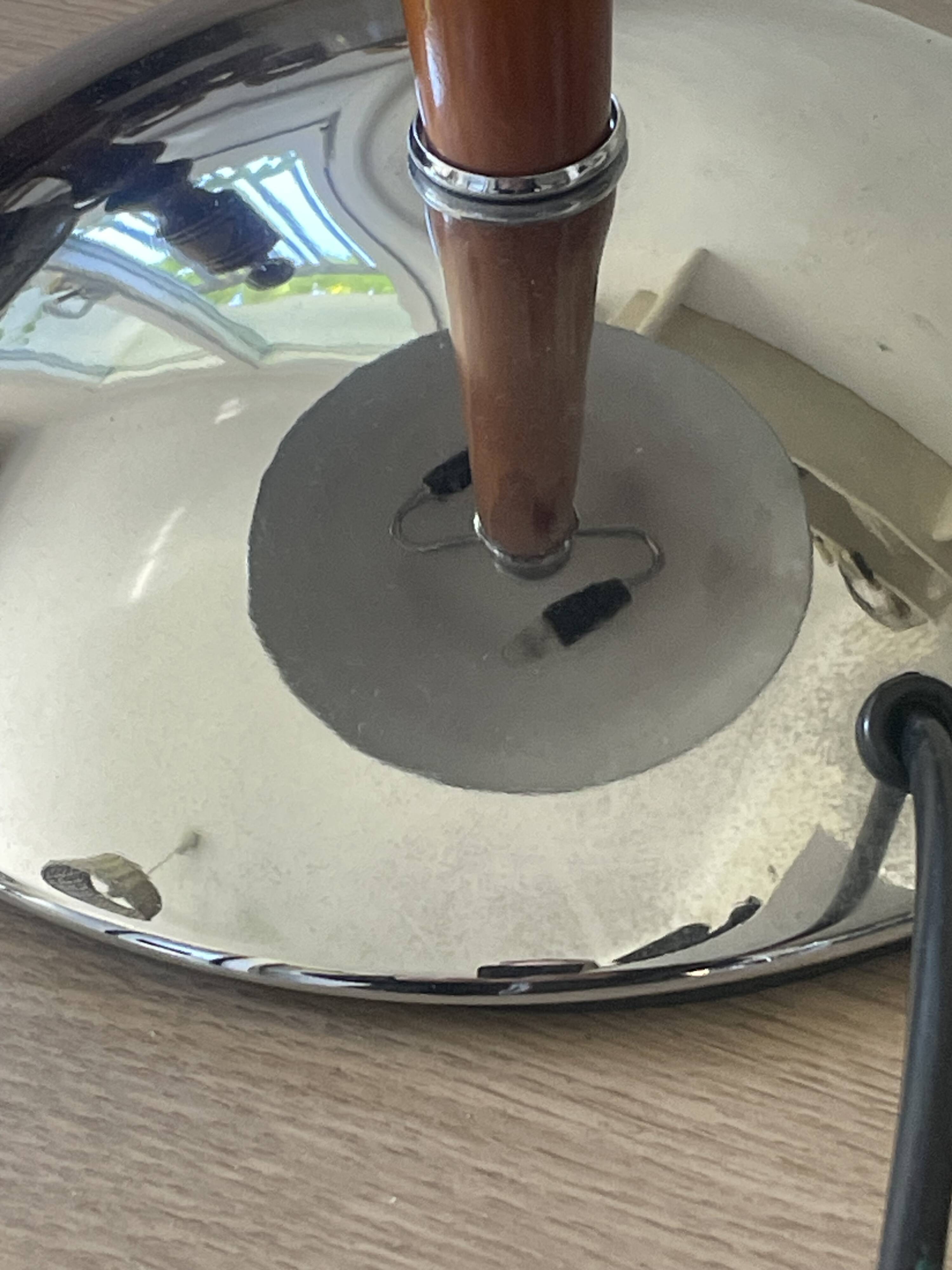 Vintage ship lamp in wood and chrome metal