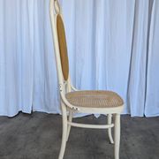 Vintage Thonet Bentwood Dining Chair: Cane Seat, Yellow Fabric Back