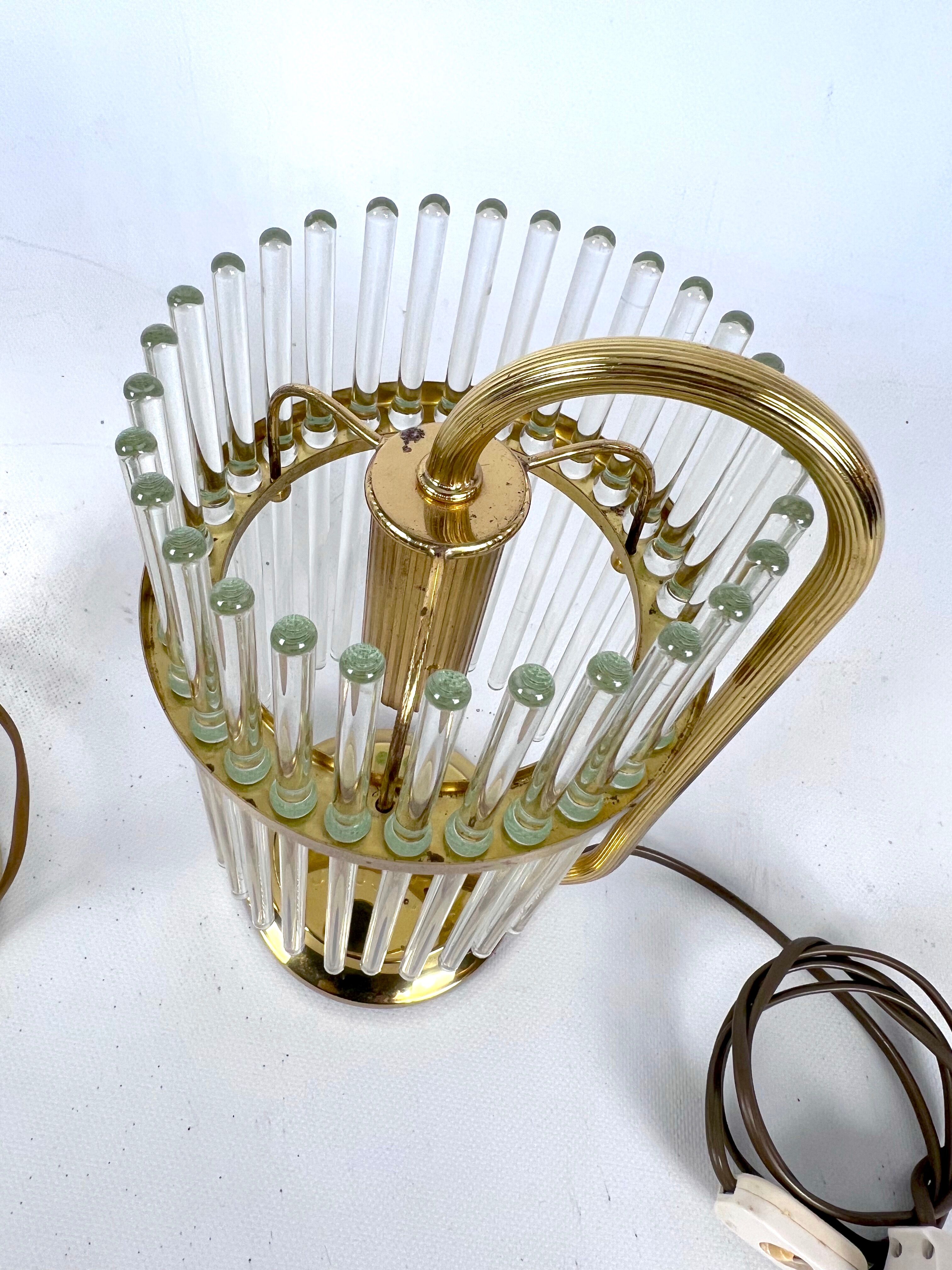 Vintage Italian pair of Signed brass table lamps by Sciolari. Italy 1970s