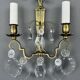 Pair of brass and crystal wall lights, 20th Century