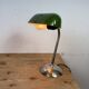 Lampe de table de banquier vintage en émail vert, années 1950