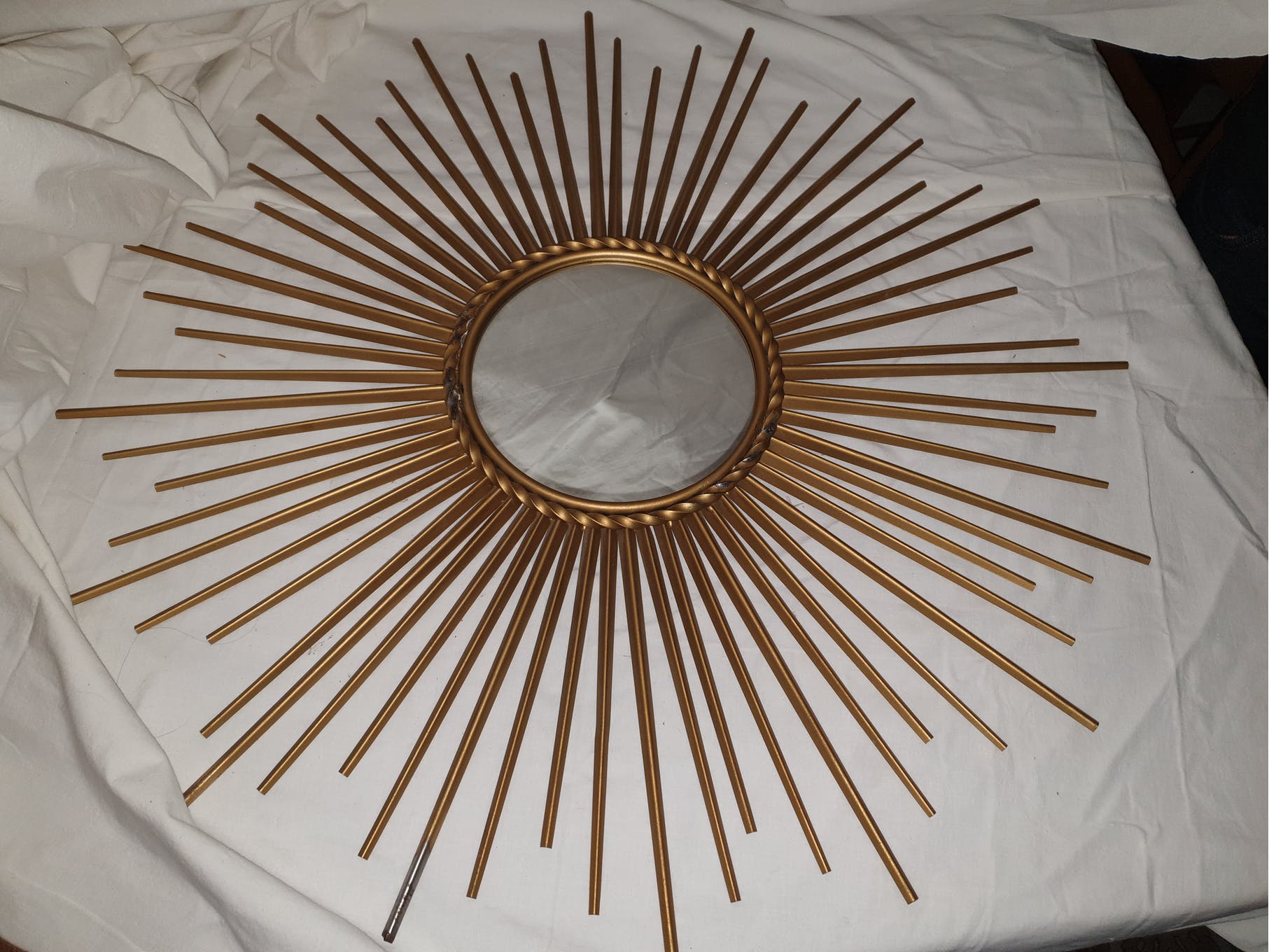 Chaty Vallauris sun mirror in gilded metal of 71 cm signed 50's / 60's