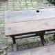 Double schoolboy desk with solid oak bench at the end of 19th