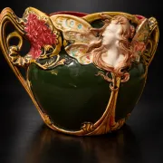 Cache-pot « Femme papillon » — Onnaing, vers 1900–1910