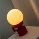 Vintage ceramic table lamp, Italy, 1970s - Red with white glass shade - Mid-century design