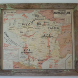 School agriculture map and wines of France-framed