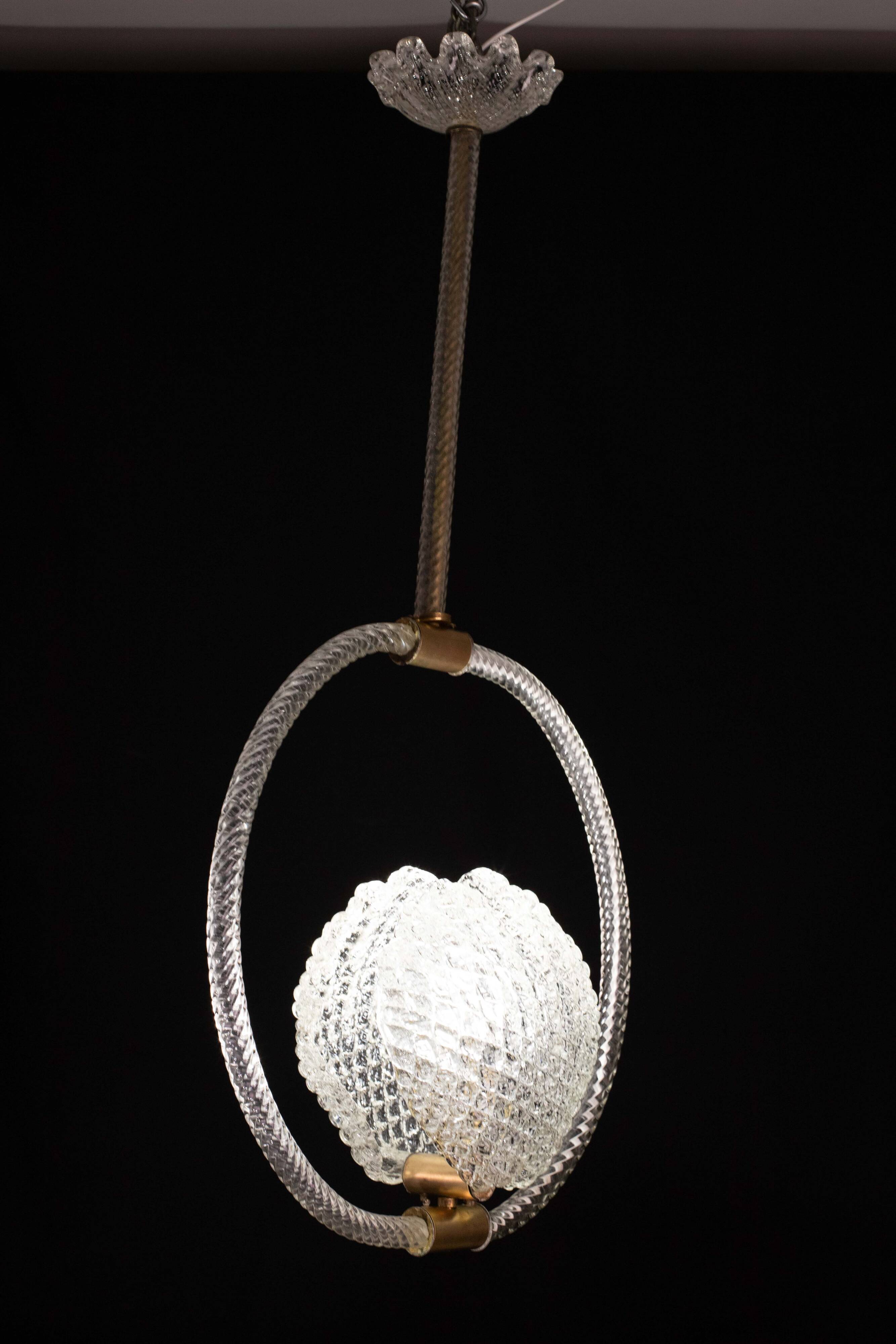 Midcentury Shell Trasparent Murano Glass Chandelier by Barovier e Toso, 194