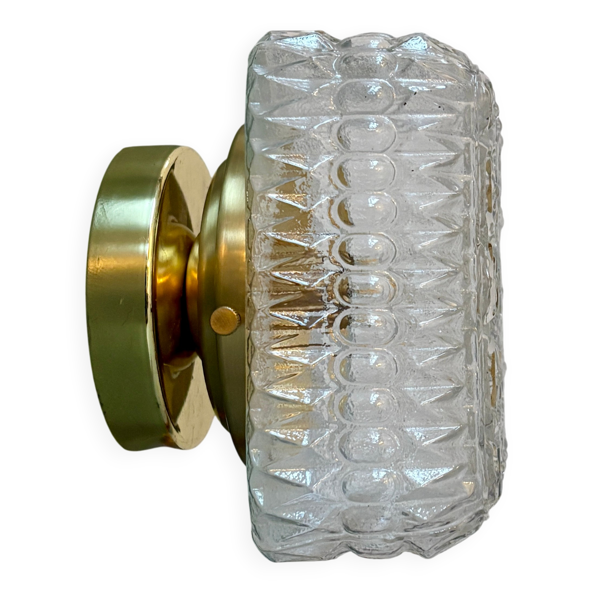 Vintage square globe wall or ceiling light in moulded glass
