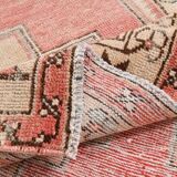 4x8 Red Cream Handmade Oriental Vintage Rug, 117x230Cm