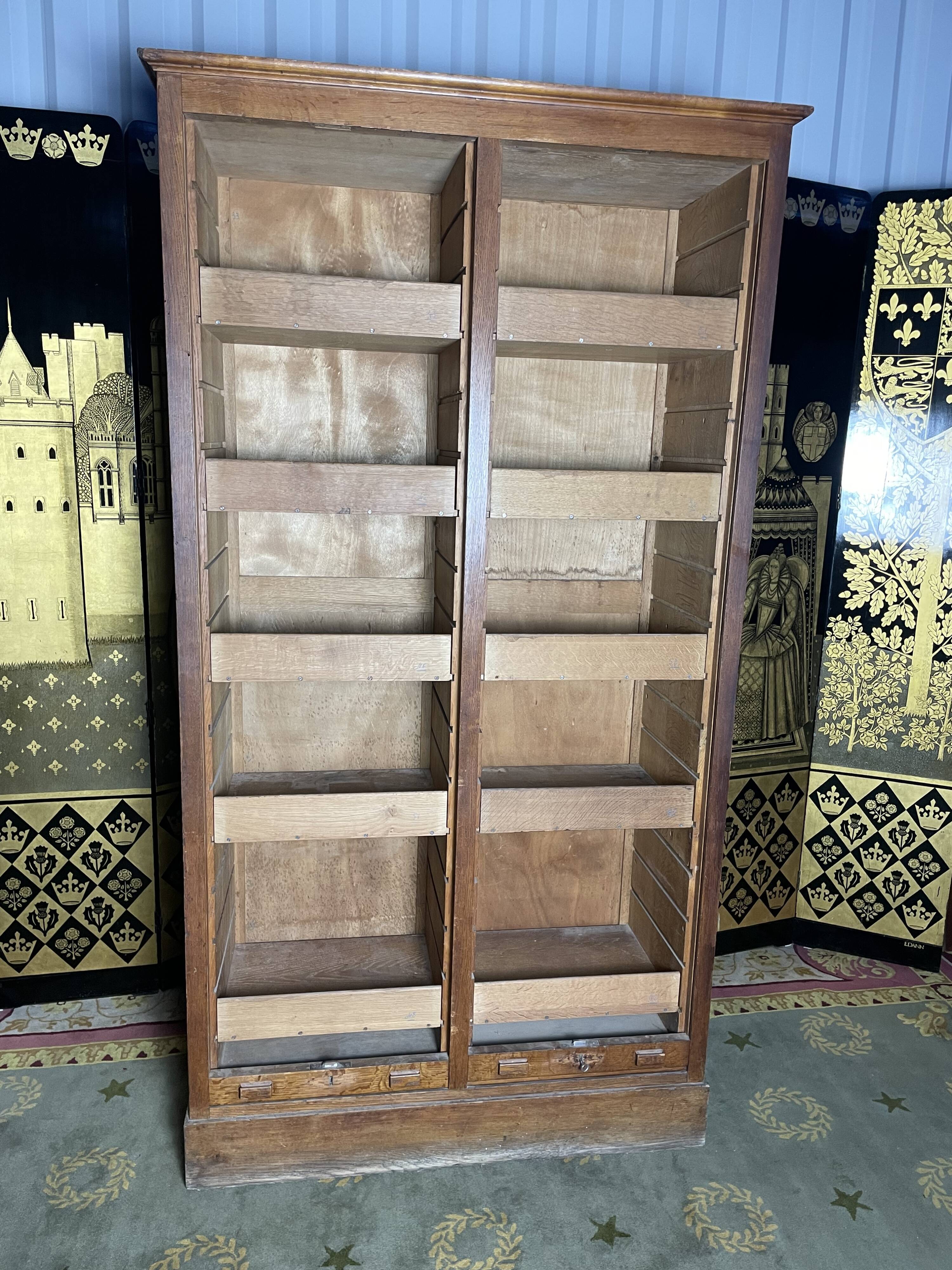 Solid oak notary double curtain filing cabinet 1900