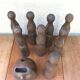 Old bowling wood game, 8 squids and one ball