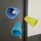 1950s three-light floor lamp with coloured shades
