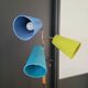 1950s three-light floor lamp with coloured shades