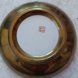 CHINA 20th CENTURY PLATE + BOWL porcelain cloisonné motifs HONG-KONG stamp
