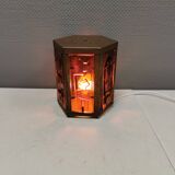 Swedish table lamp in copper and orange glass, by Erik Hoeglund 1960s