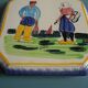 antique earthenware trivet from Pornic La Rochelle, vintage table trivet