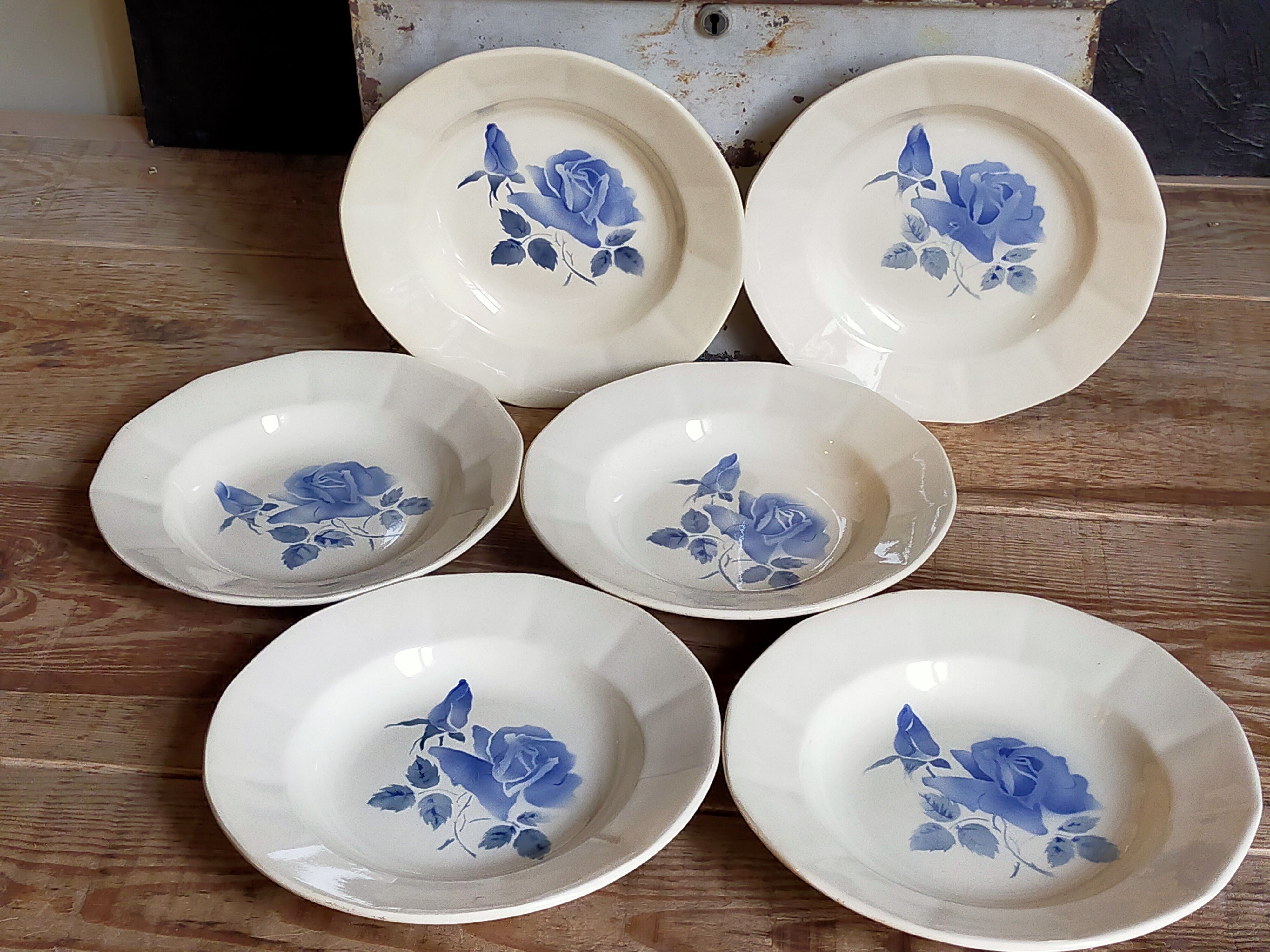 Six earthenware plates of Digoin and Sarreguemines 40s