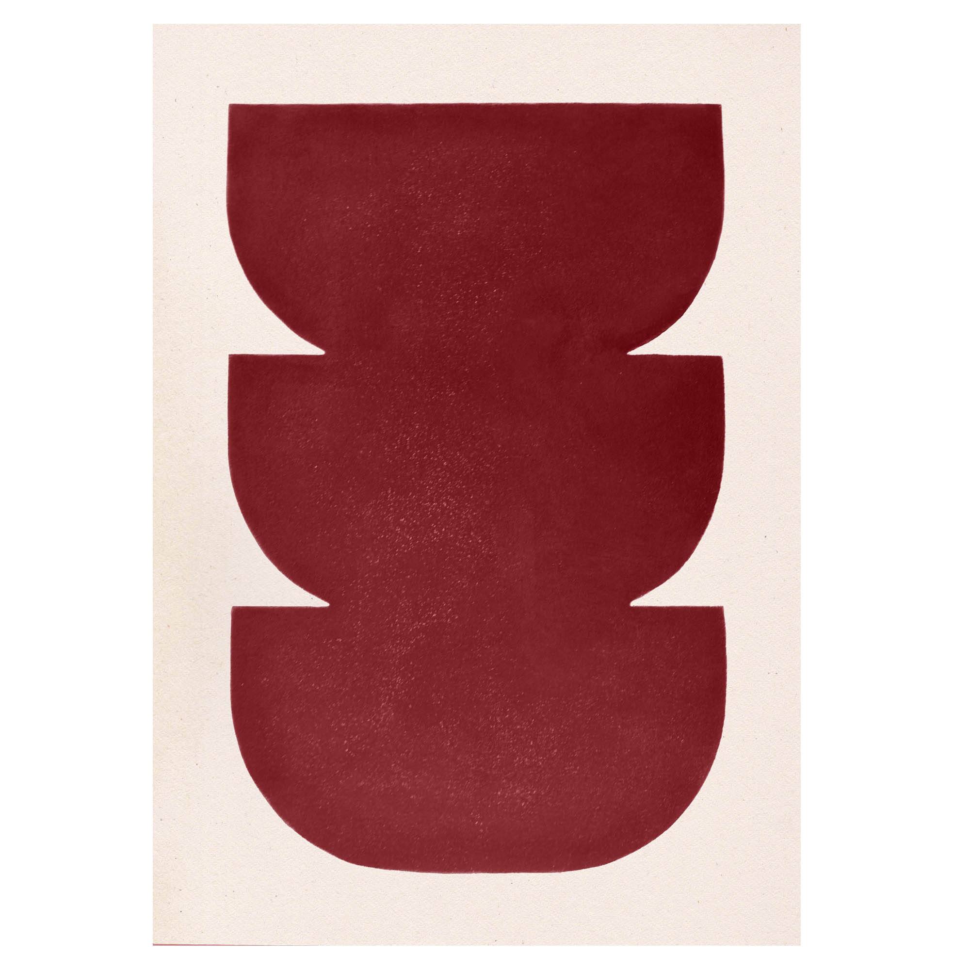 Abstract painting 50x70cm wine red signed Eawy