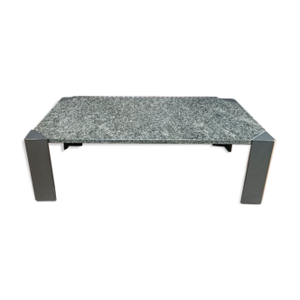 Table basse design, plateau marbre et piètement alu