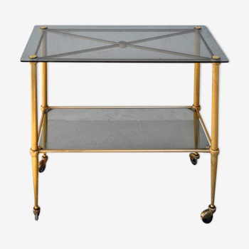 Serving style 1940 on gilded bronze smoked glass top