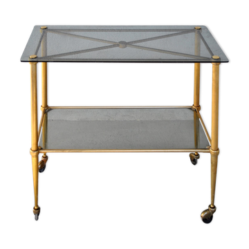 Serving style 1940 on gilded bronze smoked glass top