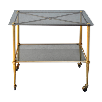 Serving style 1940 on gilded bronze smoked glass top