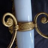 2 gilt bronze empire restoration porcelain wall lights sconces