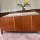 Mid-century Gio Ponti desk / Italian desk with a wooden and glass top