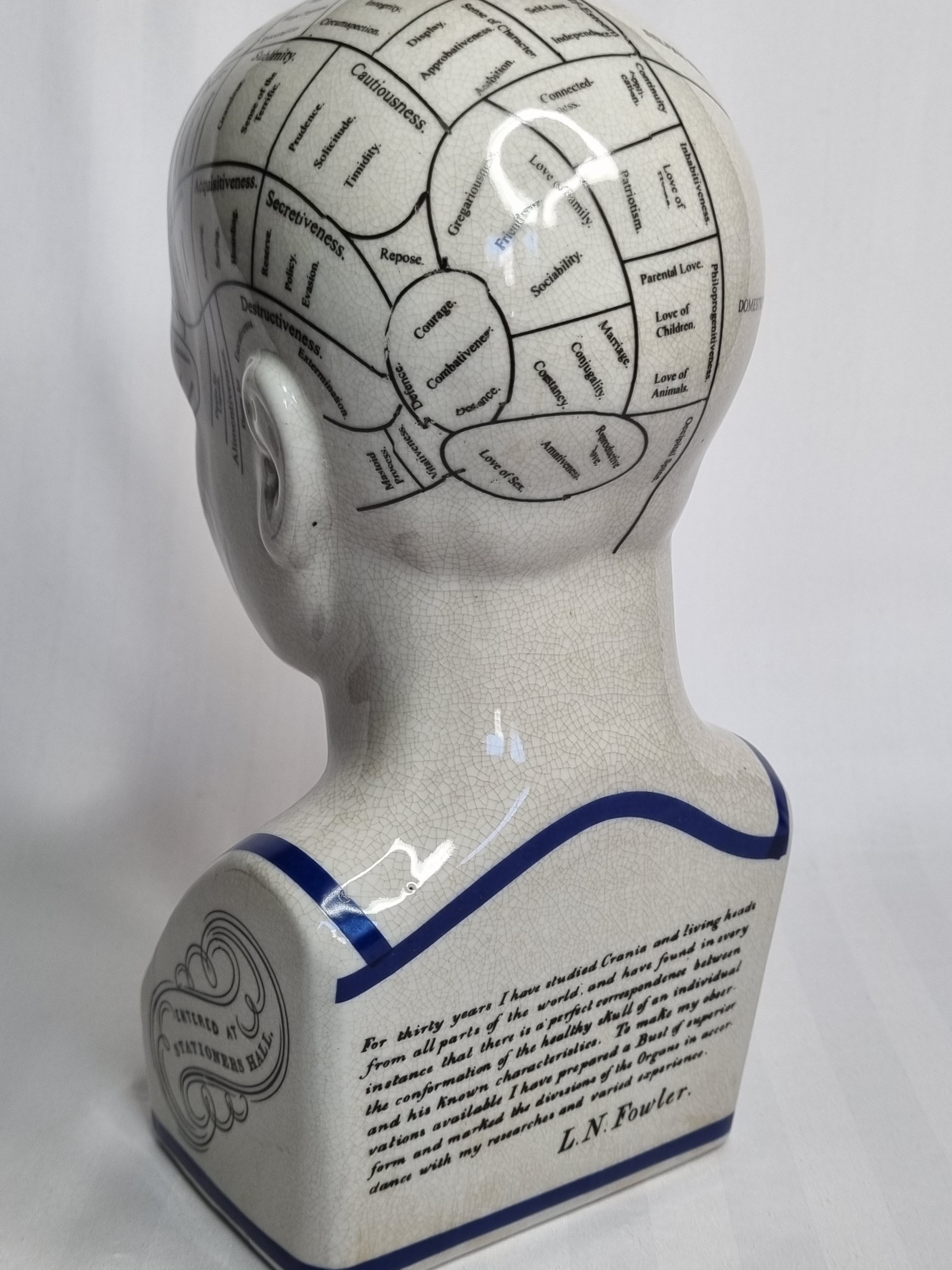 Phrenology bust after d'après L.N. Fowler