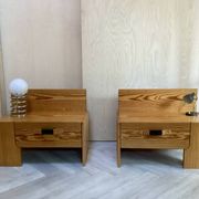 2 pine wood bedside table 1970 design