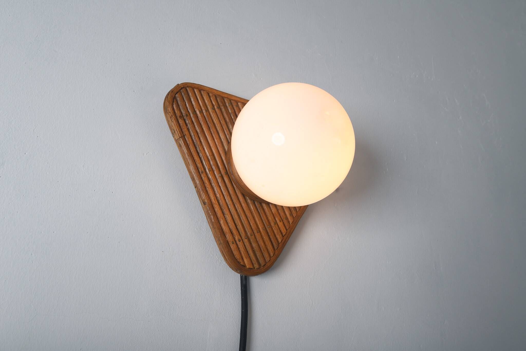 Lampe en rotin de style Space Age du milieu du siècle