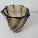 Twisted smoked glass vase