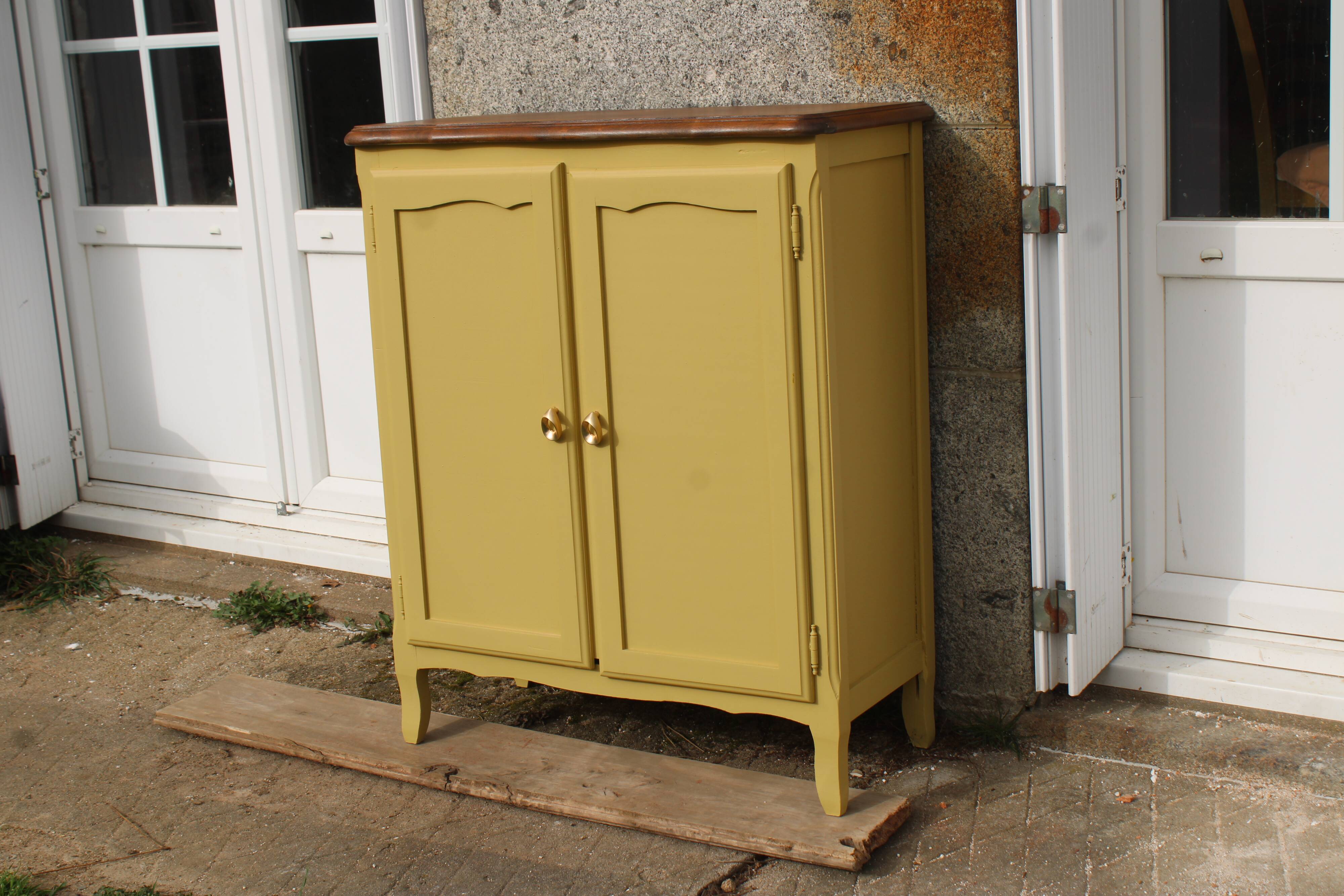 Renovated antique buffet – bright yellow
