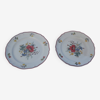 2 assiettes à dessert Villeroy & Boch modèle fleurs des champs diam 19 cm