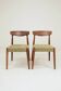 Set 2 Dining Chairs Solid Wood Ash Green Jacquard Fabric